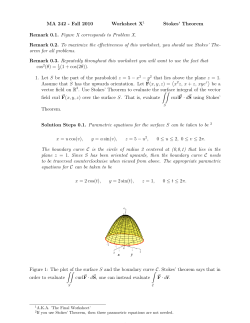 MA 242 - Fall 2010 Worksheet X1 Stokes` Theorem Remark 0.1