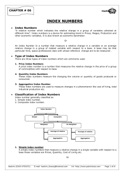 INDEX NUMBERS Index Numbers &ldquo;A relative number which