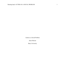 Running head: AUTISM AS A SOCIAL PROBLEM 1