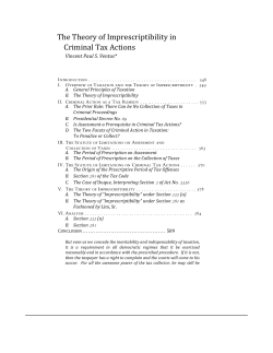 The Theory of Imprescriptibility in Criminal Tax Actions
