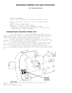 Maintenance Reminder Light Reset Procedures