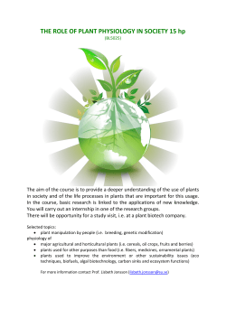 THE ROLE OF PLANT PHYSIOLOGY IN SOCIETY 15 hp