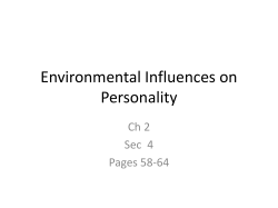 Enviornmental Influences on Personality