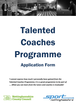 Talented Coaches Programme 2014 15 Application Form