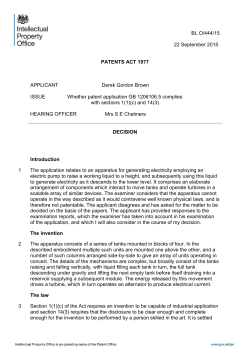 Patent decision O/444/15