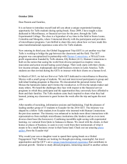 Letter from Adam Grenier, Microfinance Lecturer, Experimental