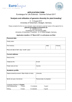 application form - Euroleague for Life Sciences