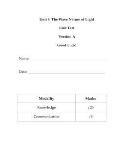 The Wave Nature of Light Unit Test Version A Good Luck!