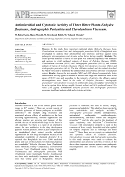 Antimicrobial and Cytotoxic Activity of Three Bitter Plants