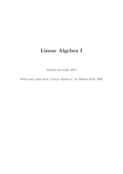 Linear Algebra I