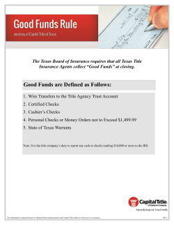 Good Funds are Defined as Follows: