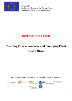 INVITATION LETTER Training Courses on New and Emerging Plant