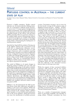 Pertussis control in Australia &ndash; the current state of play