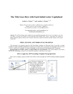 The Title Goes Here with Each Initial Letter Capitalized