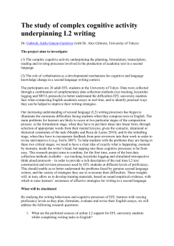 The study of complex cognitive activity underpinning L2 writing