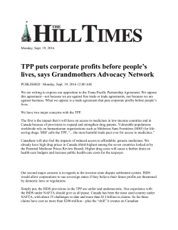 TPP puts corporate profits before people`s lives, says Grandmothers