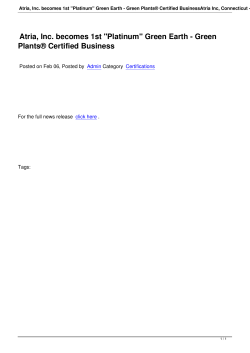 Atria, Inc. becomes 1st "Platinum" Green Earth
