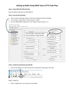 Setting up Radio Using MDG Tytera (TYT) Code Plug