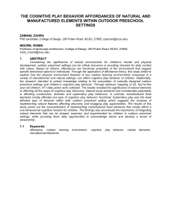 the cognitive play behavior affordances of natural and manufactured