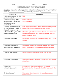 Hydrology Post Test Study Guide 2016key