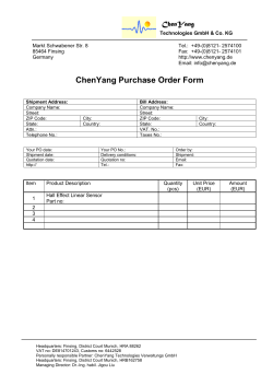 ChenYang Purchase Order Form for Hall Effect Linear Sensor