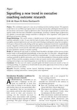 Signalling a new trend in executive coaching outcome research