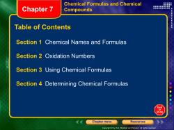 Chapter 7 - Chemical Formulas and Chemical Compounds