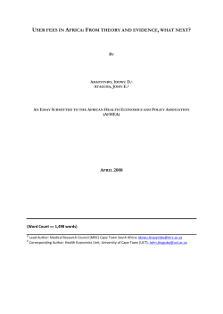 user fees in africa: from theory and evidence, what next?