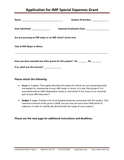 Application for IMP Special Expenses Grant