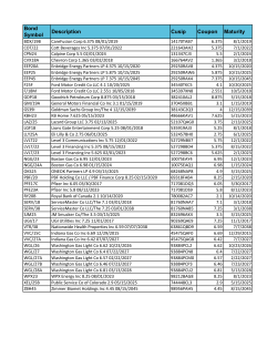 Bond Symbol Description Cusip Coupon Maturity