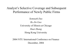 Analyst`s Selective Coverage and Subsequent Performance of