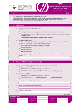 FORM Application for registration of a food business