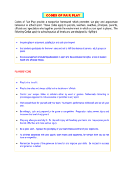 Codes of Fair Play provide a supportive