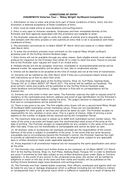 CONDITIONS OF ENTRY #ISURFWITH Victorian Tour &ndash; `Mikey