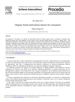 Organic Foods Motivations Factors for Consumers
