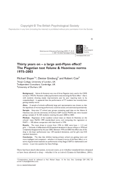 Thirty years on – a large anti-Flynn effect? The Piagetian test