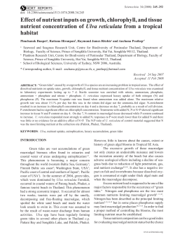 Effect of nutrient inputs on growth, chlorophyll, and