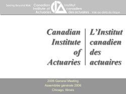 Canadian Institute of Actuaries L`Institut canadien des actuaires