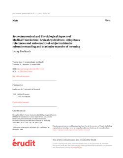 Some Anatomical and Physiological Aspects of Medical Translation