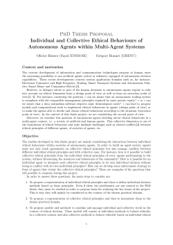 PhD Thesis Proposal Individual and Collective Ethical Behaviours of