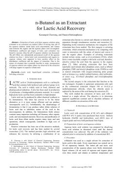 n-Butanol as an Extractant for Lactic Acid Recovery