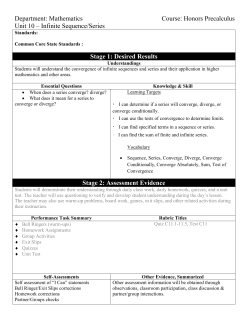 Honors Precalculus Unit 10 &ndash; Infinite Sequence/Series Stage 1