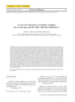 A case for tolerance in marine ecology: let us not put out the baby