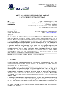 causes and remedies for filamentous foaming in activated sludge