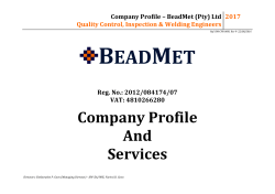 Company Profile &ndash; BeadMet (Pty) Ltd Quality Control, Inspection