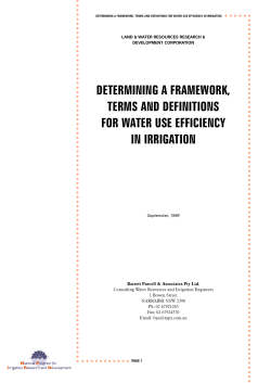 determining a framework, terms and definitions for water use