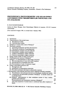 photophysics, photochemistry and solar energy conversion with tris