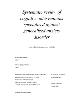 Cognitive-behavioral treatment of generalized anxiety disorder (GAD)