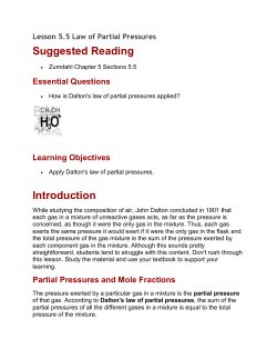Lesson 5.5 Dalton`s Law of partial pressures