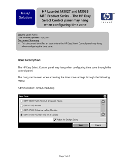 The HP Easy Select Control panel may hang when configuring time